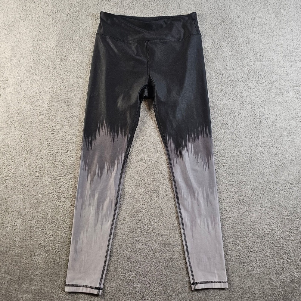 RBX Womens Ombre Dip Dye Active Leggings Black Grey Size Medium CR6275